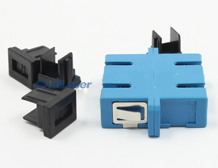 SC Singal Mode Double Core Optical Adapter Blue Plastic Flange Plate